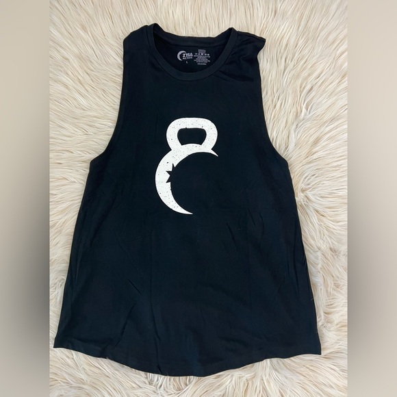 Zyia Active Set Women’s Large | Black Kettlebell Tank & Ribbed High-Waist Leggin - Picture 3 of 7